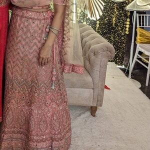 Elegant Pink Embroidered Lehenga